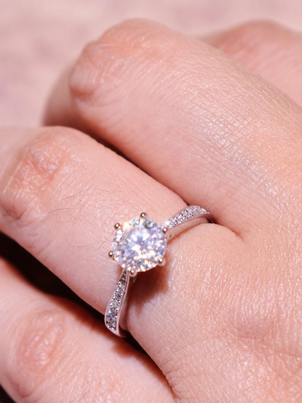 1CT Six-Prong Moissanite Ring | 925 Sterling Silver Adjustable